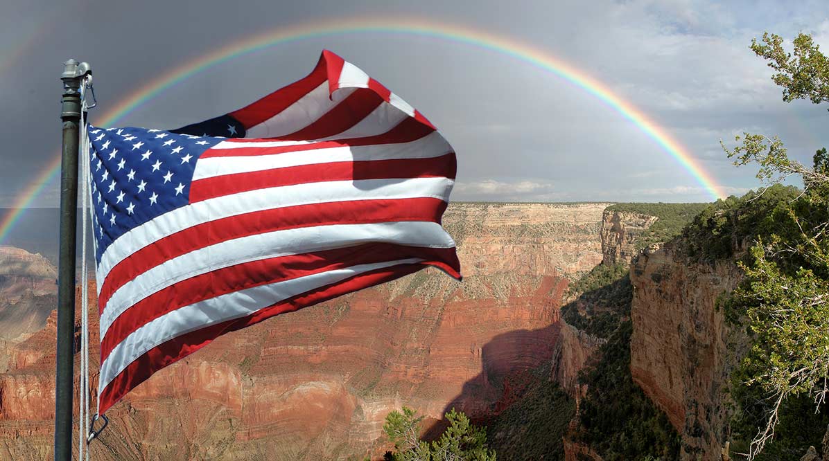 flag at grand canyon